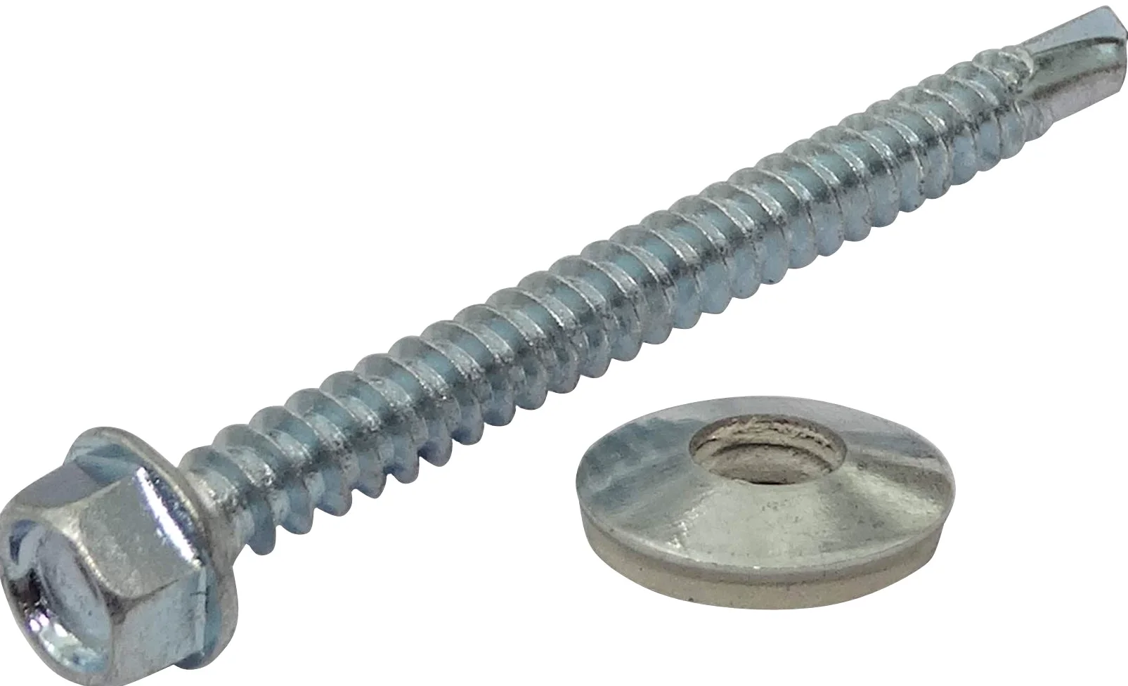 AERZETIX - C44541 - Juego de 100 - Tornillo autoperforante M5.5x60mm + arandela de estanqueidad - con huella hexagonal 8mm - en acero galvanizado - DIN7504K - chapa metal canalones paneles sándwich