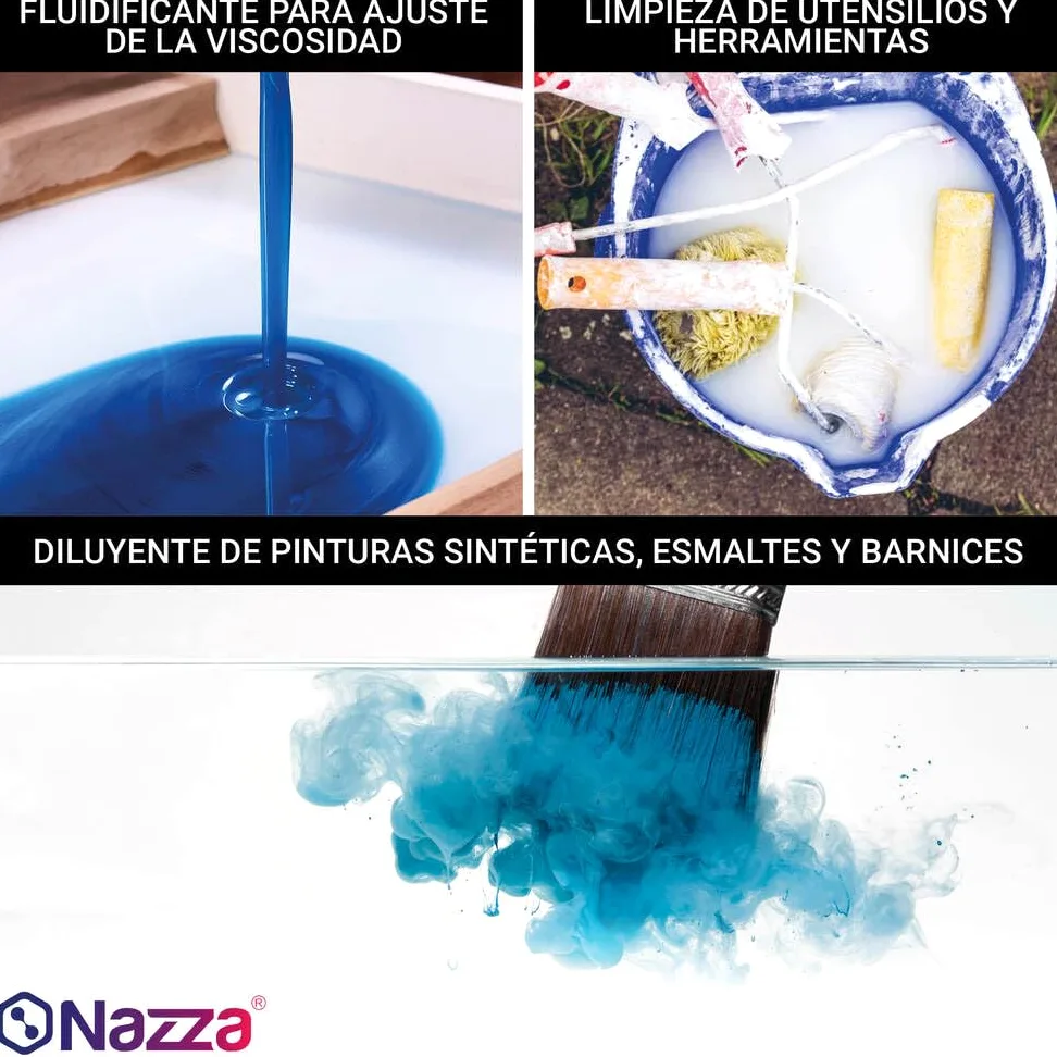Aguarrás de uso Profesional Nazza - Aguarrás para pinturas sintéticas o Diluyente orgánico sin disolventes recuperados - Envase de plástico de 5 litros