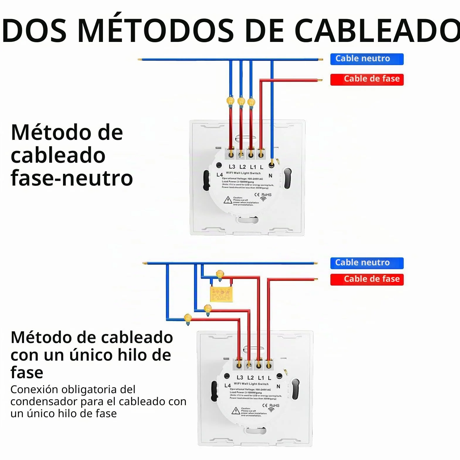 Interruptor Inteligente WIFI 1 Gang Táctil Vidrio Pared Compatible con Alexa Tuya Smart Life