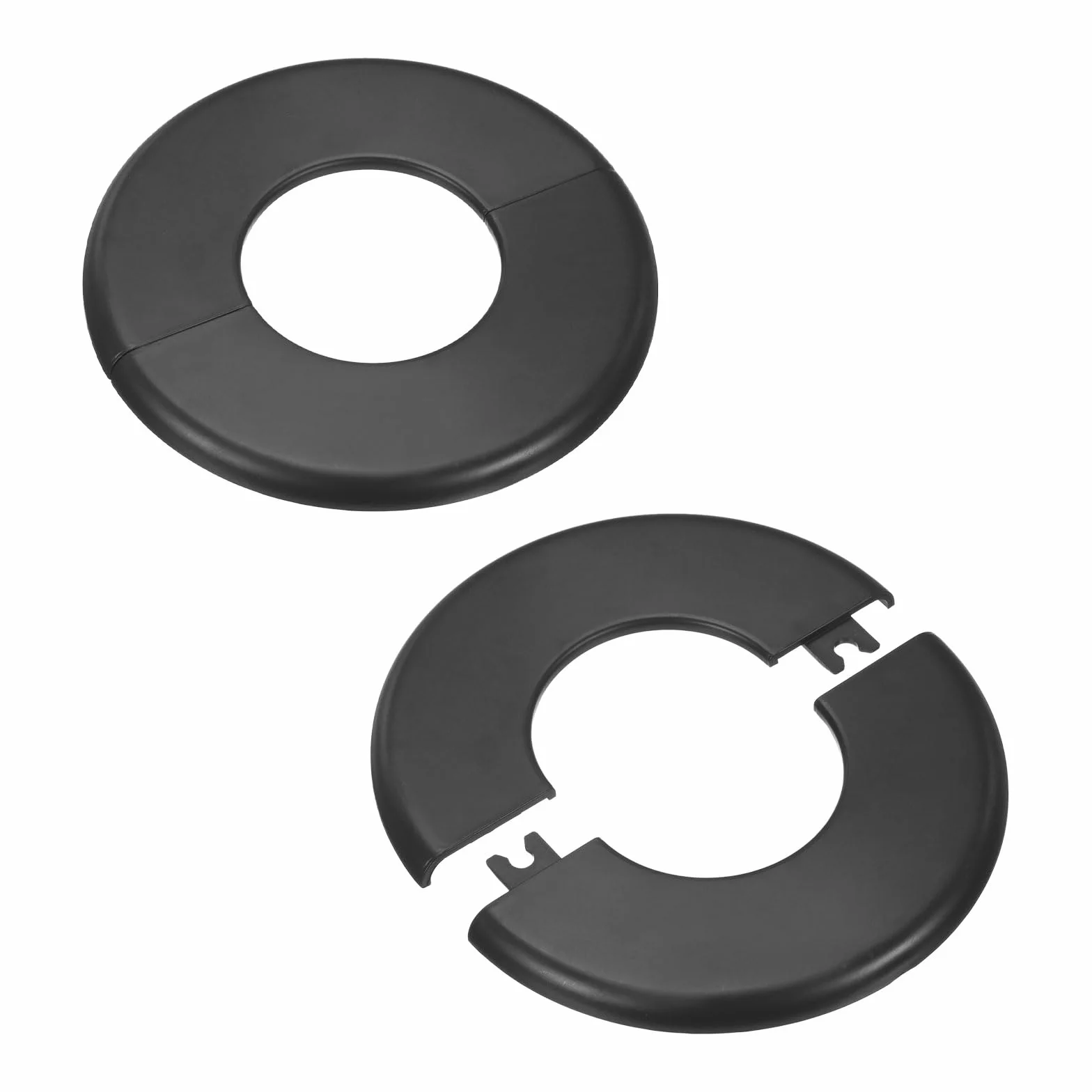M METERXITY 2-Pack Wall Split Flange, Para Tubería De 2 Pulgadas/50mm OD Placa ABS Escutcheon Plate Redonda Placas De Cubierta De Fontanería Autoadhesivas Para Tubería De Agua/Grifo [Negro]