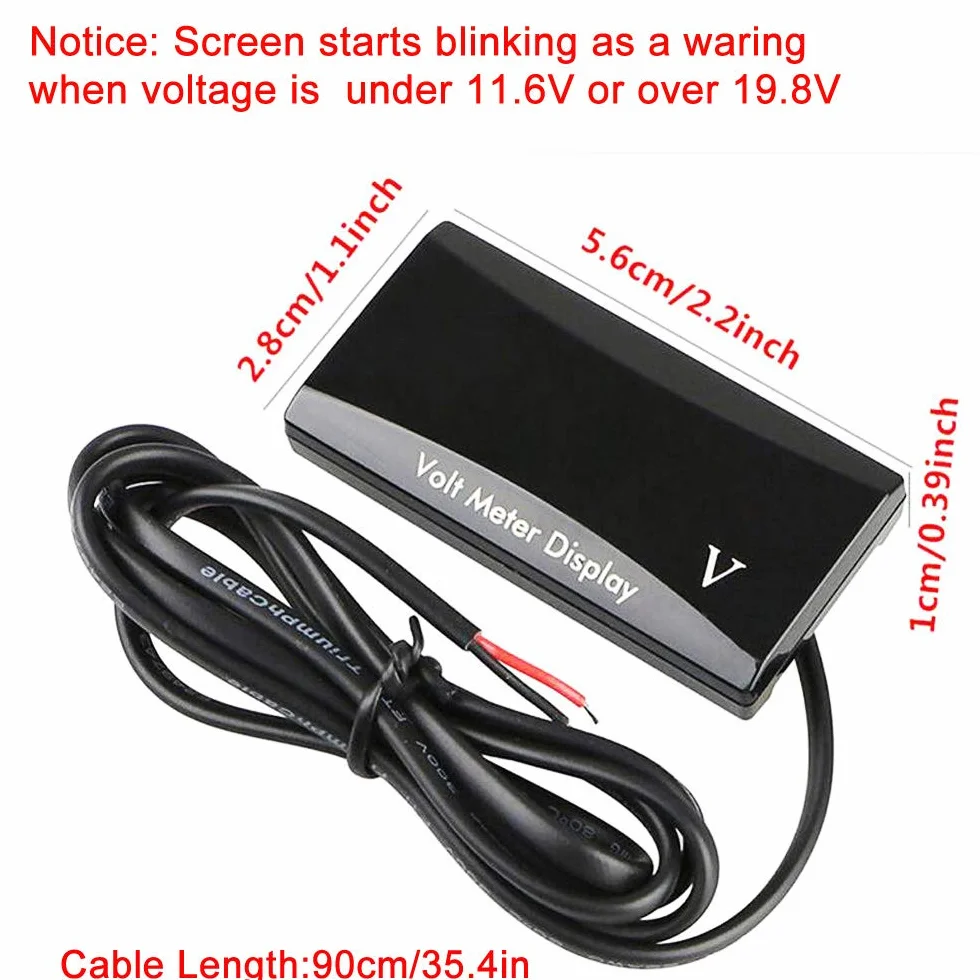 Greluma Voltímetro Digital Impermeable 12V LED para Coche Motocicleta