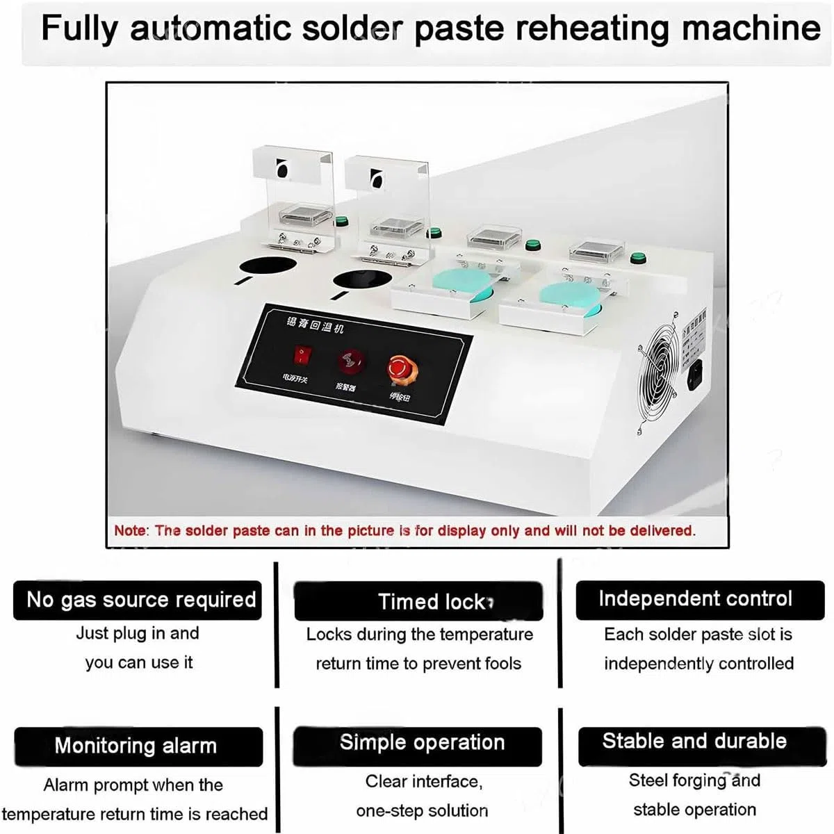 Caja de recalentamiento inteligente for pasta de soldadura con bloqueo temporizado y alarma, máquina descongeladora de pegamento rojo SMT multiestación, control independiente(8holes)