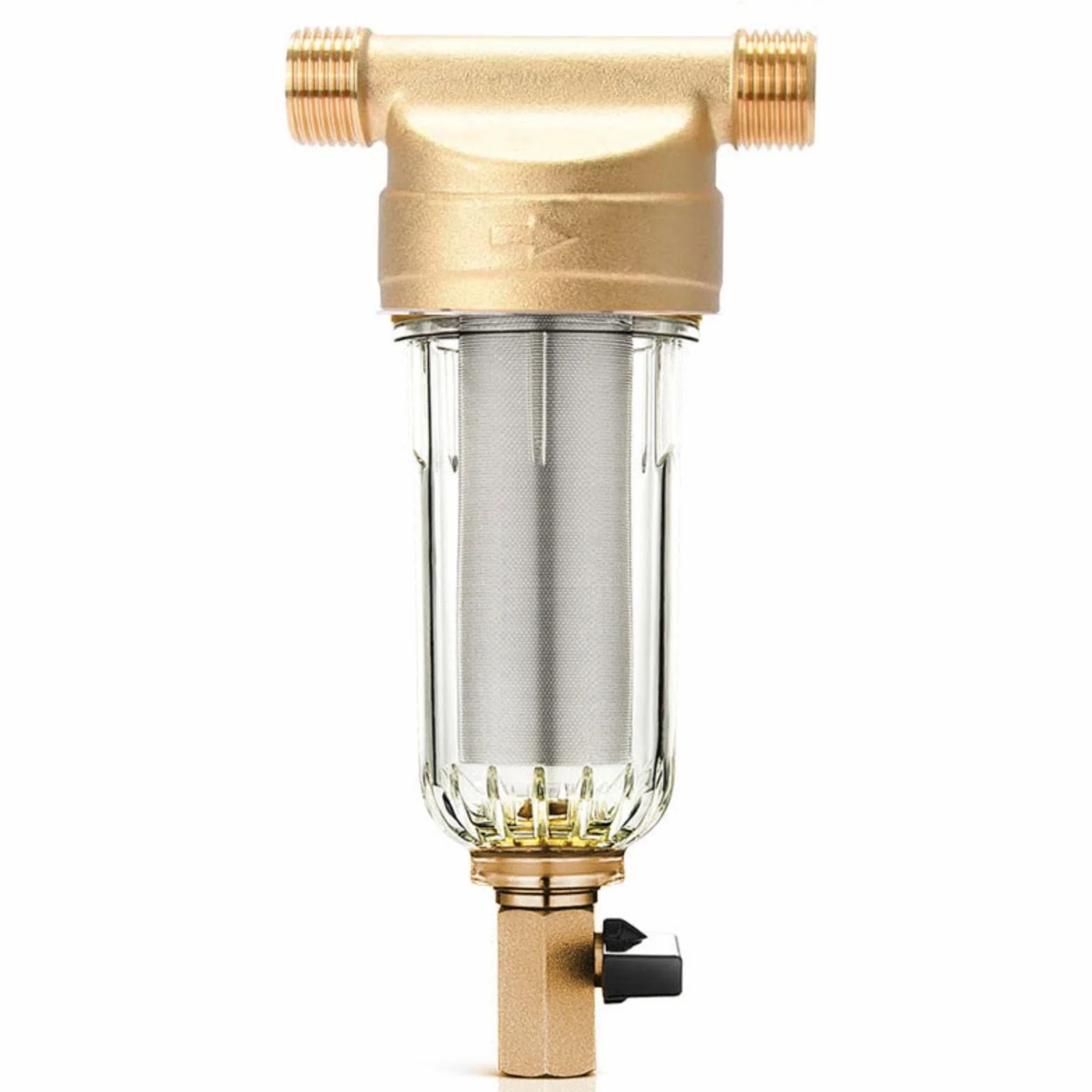 Prefiltro de Agua de Sedimentos Giratorio Purificador Reutilizable, Filtro Agua Entrada General Agua con Llaves y Tubo de Alcantarillado, Filtro de Agua Para Casa de ÓSmosis (3/4" Rosca Macho)