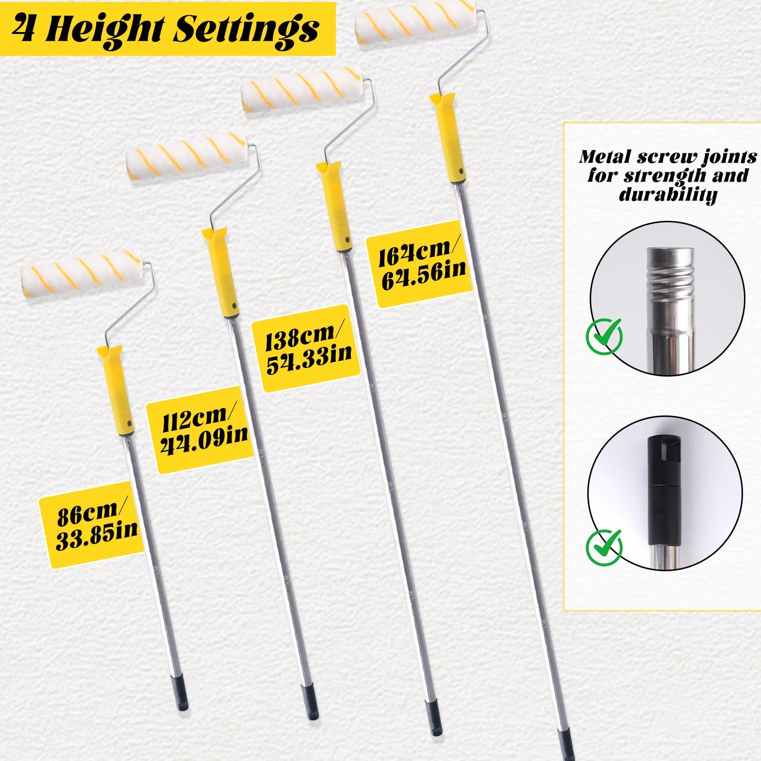 20Pieza Juego de Rodillos, con 1.5M Extension Rod, Pintura de 9" 4", Bandeja para Pintura, Brocha, Mezclador, Espátula, Guantes, Kit Pintura Pared, para Interior, Renovar, Techos y Puertas