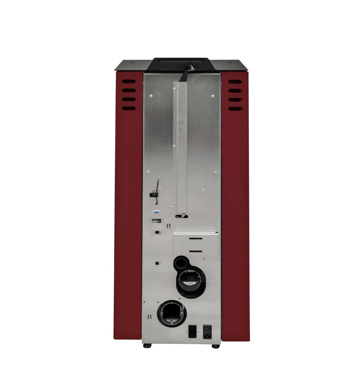 STUFE A PELLET ITALIA - Mod NIAGARA Canalizada de 14 kW - Eficiencia 89%, Calentador 130 m², Autonomía 15 H, 5 velocidades, 5 niveles de potencia, programable, garantía 24 meses (Rojo)