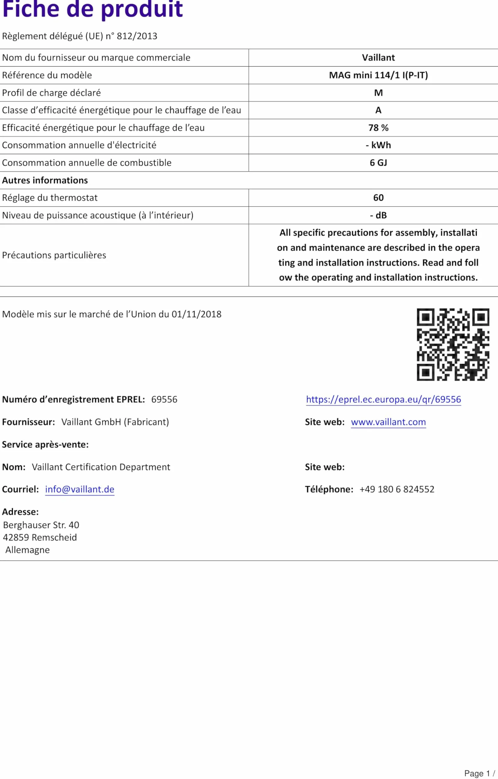 Calentador de gas Villant ATMOMAG MINI 114/1 GPL
