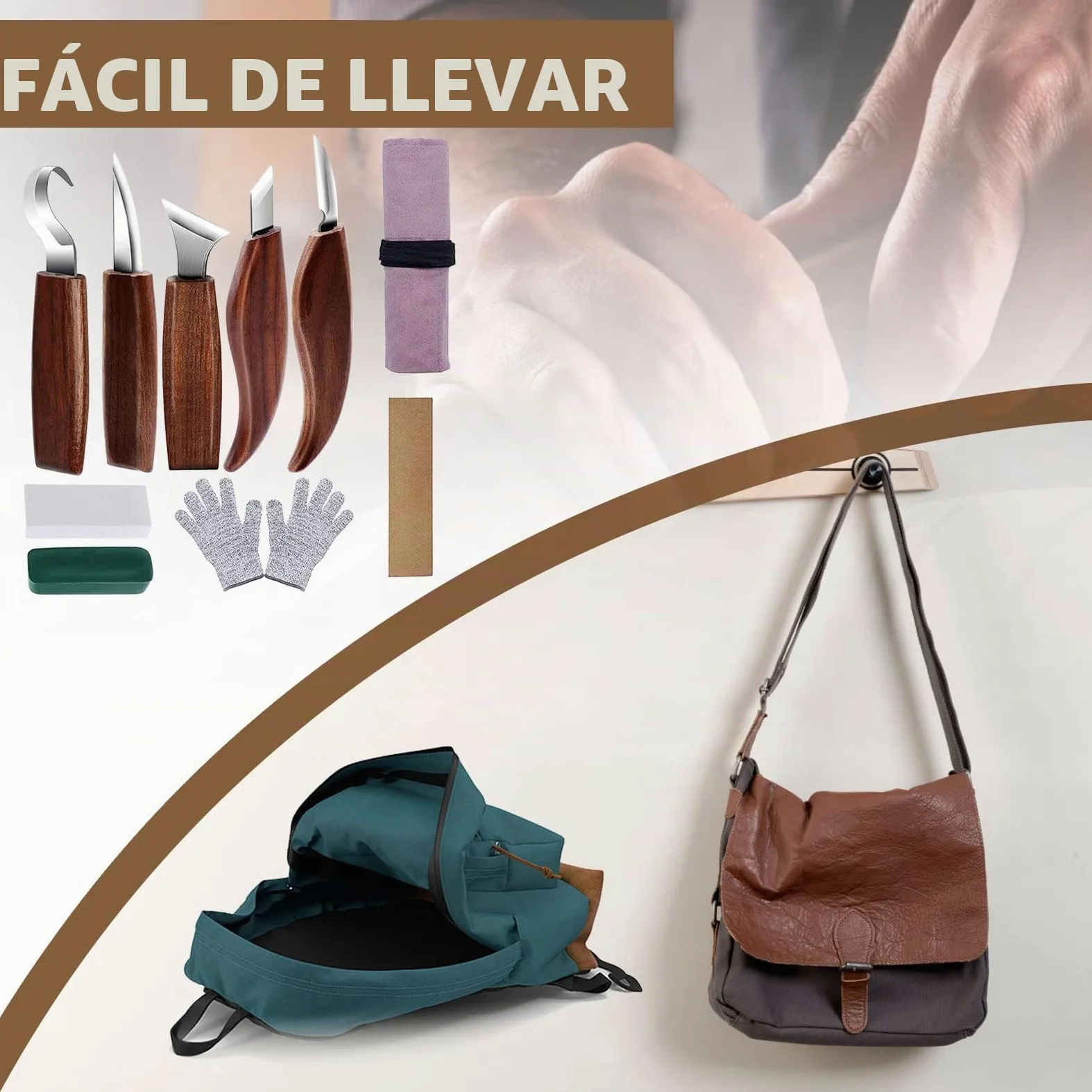 Herramientas De Tallado De Madera, Kit De Herramientas Manuales De Tallado, Paquete De 10 Unidades, Incluye Cuchillo De Tallado De Madera Con Mango De Nogal Negro, Tallado De Madera Para Principiante