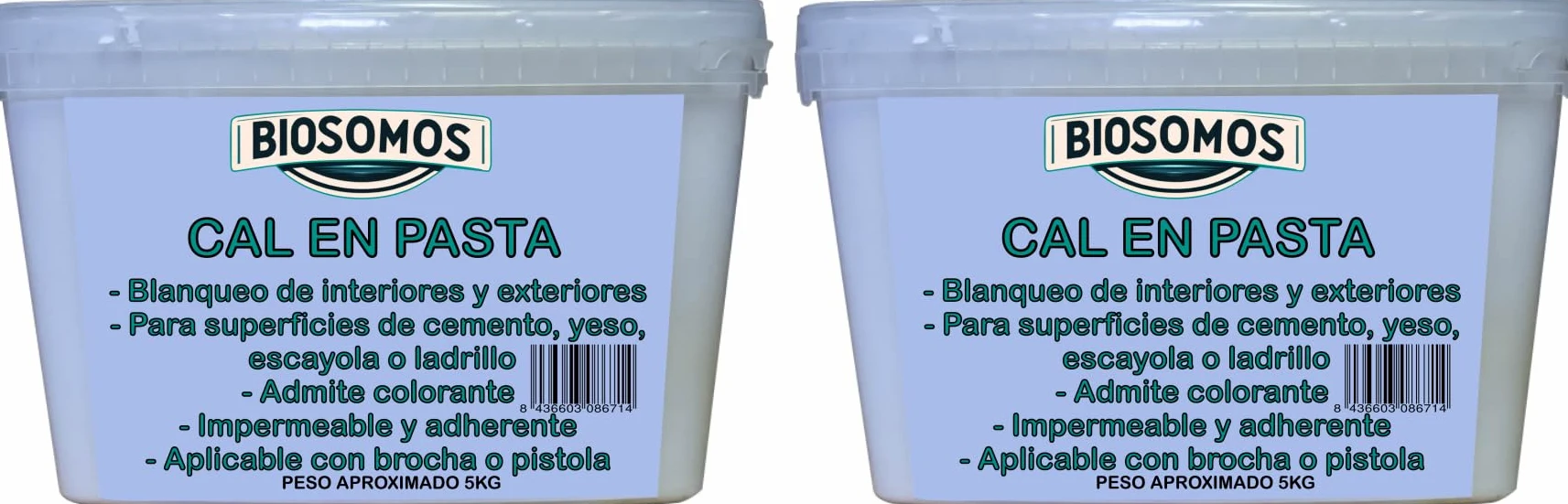 Cal Apagada En Pasta 5Kg Biosomos (2 Unidades)