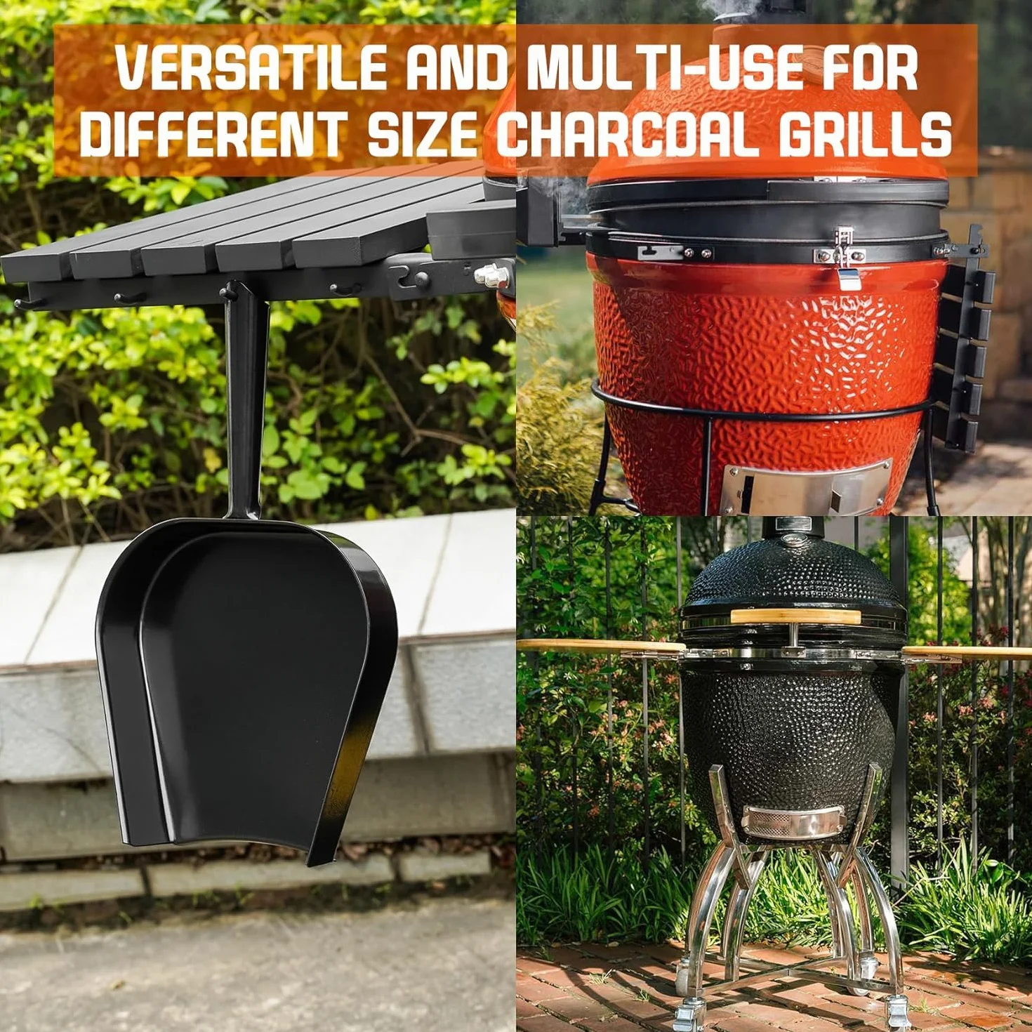 onlyfire Barbecue cenicero Herramienta de Ceniza Fit para Kamado/Ceramic Grill le Gusta Big Green Egg, Kamado Joe, Pit Boss, Louisiana, Grill Dome, Vision Grills, Char-Griller, etc.