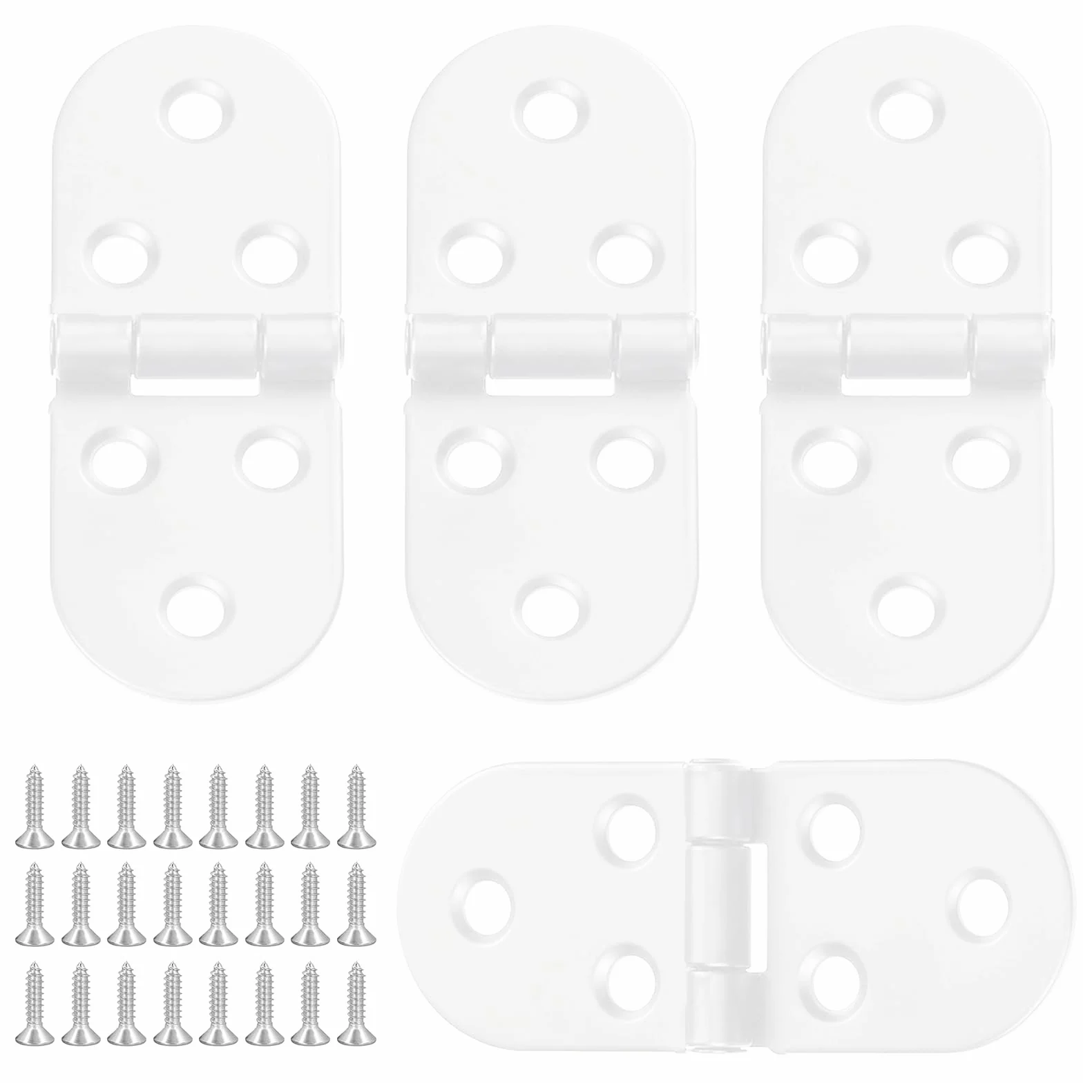 4 bisagras plegables de 180 grados, borde redondo, para muebles, con tornillos para armario