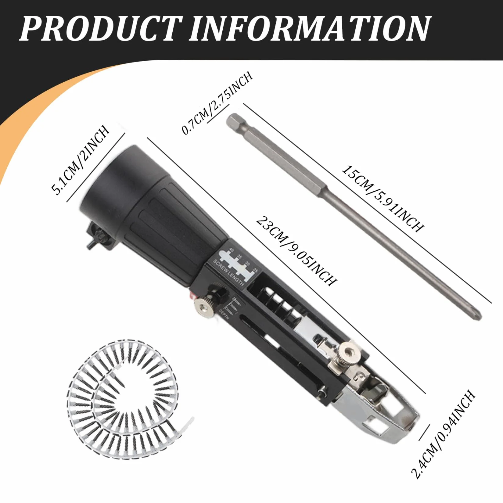 Pistola de tornillos en tiras, accesorio de pistola de tornillos para paneles de yeso, taladro eléctrico en tiras automático, equipo de apriete de clavos, herramienta de carpintería para entusiastas
