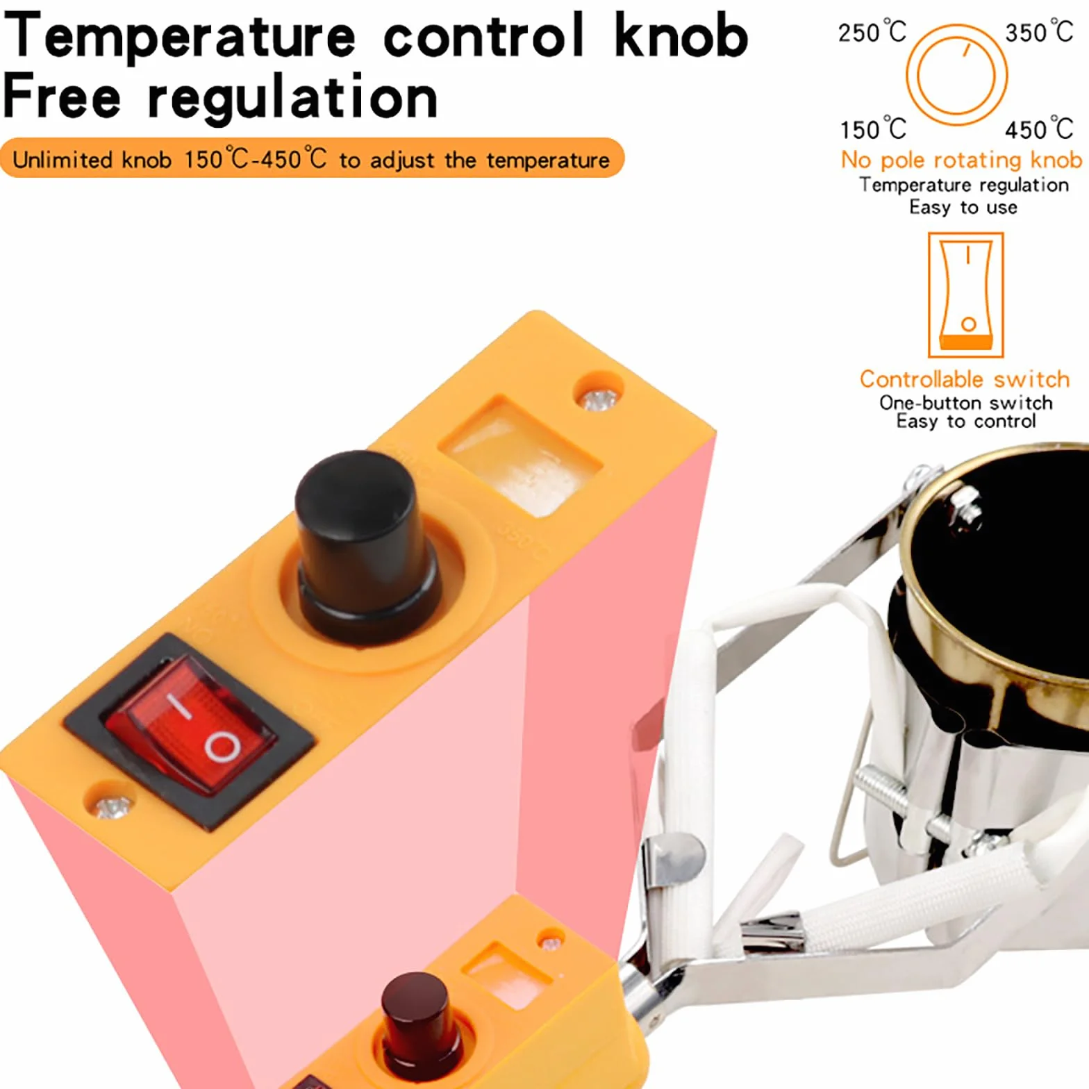 Crisol de plomo portátil de mano, crisoles de 380 W para fundir metal, crisol eléctrico para plomo, ajuste de 150-450 ℃, para moldes de peso