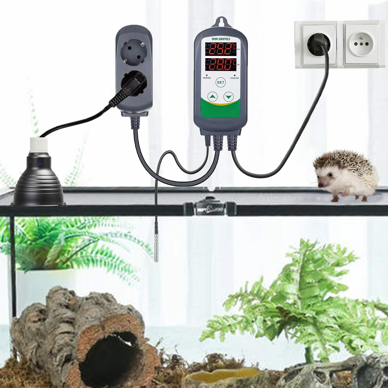 Inkbird ITC-308 Termostato con Sonda Digital,Doble Rele 220v Controlador de Temperatura Refrigeración y Calefaccion Regulador para Calentador Acuario y Peceras,Terrario Incubadoras Reptiles