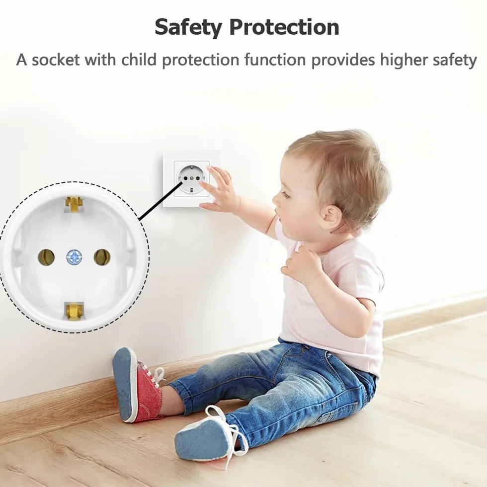 8 Piezas Enchufe de Empotrado Blanco Enchufes de Pared Schuko 16A 250V Enchufes Empotrables Estándar UE para Uso en Interiores (82 mm x 82 mm)