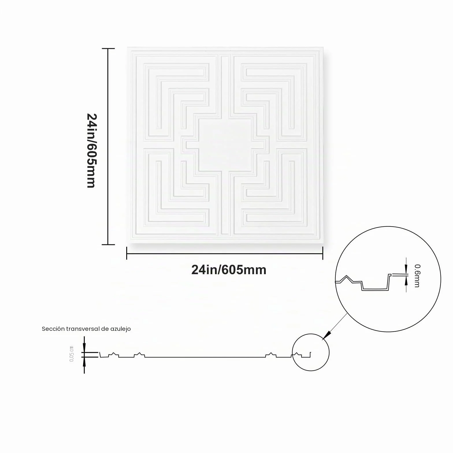 VEVOR Paneles para Techo Suspendidos PVC 605x605 mm Paquete 12 Blanco