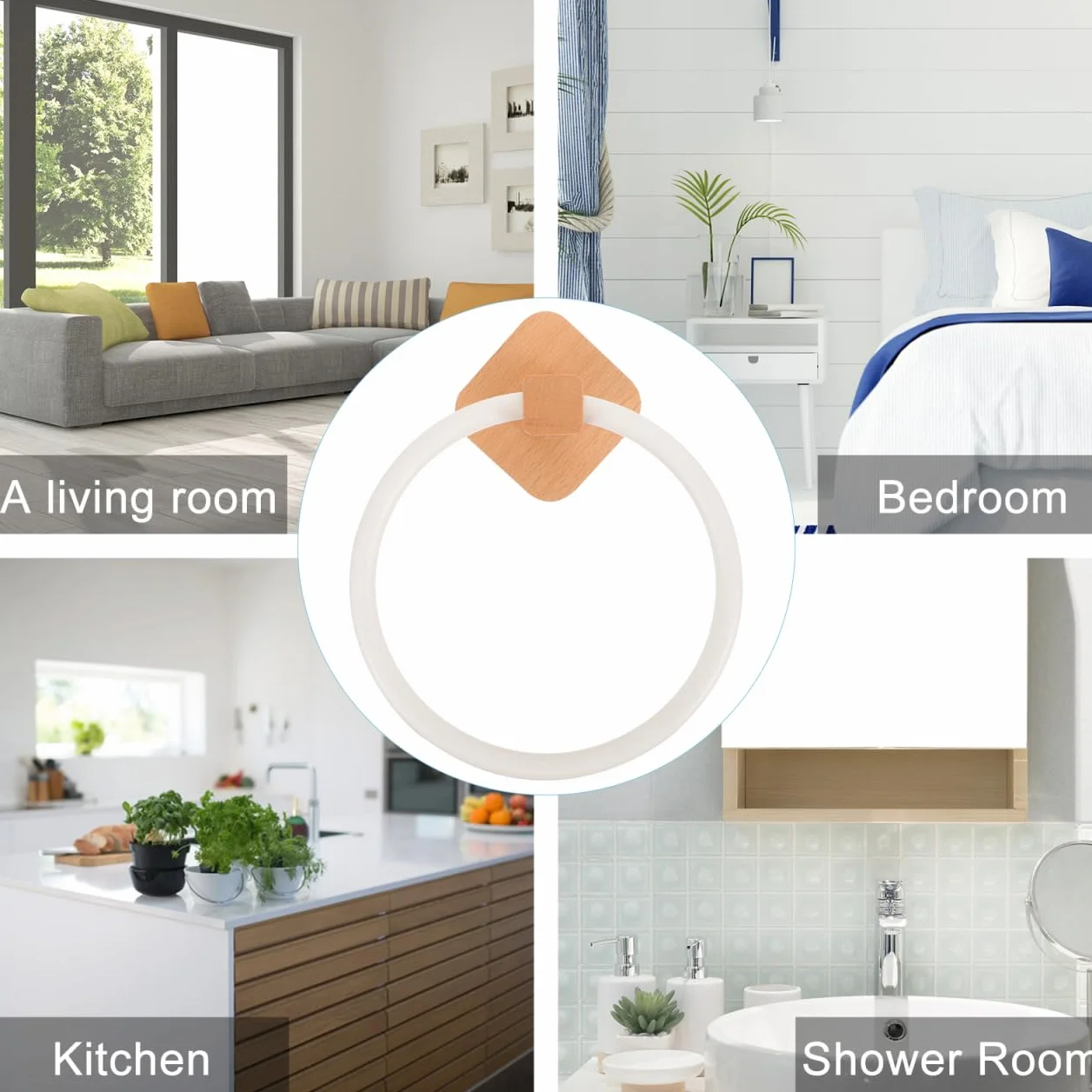 Angoily Toallero de Baño de Madera Adhesivo Sin Perforación 6.69x6.69x3.54in Organizador Circular Compacto para Almacenamiento de Toallas
