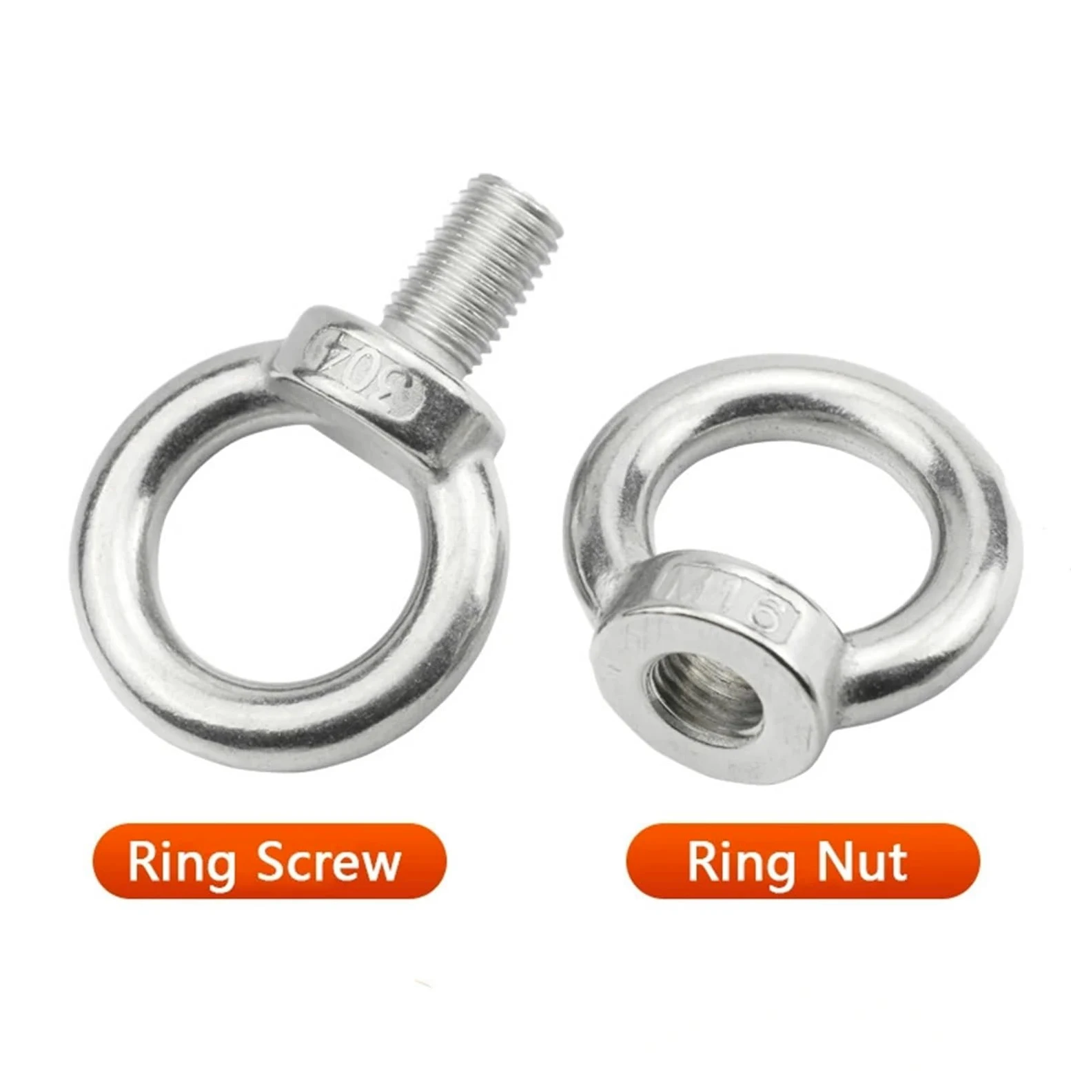 Cancamos Metalicos Tuercas de ojo de elevación de acero inoxidable/Tornillos de ojo Pernos de anillo M4 M5 M6 M8 M10 M12 M14 M16 M18 M20 M24 M27 M30(Ring Nut,M24)