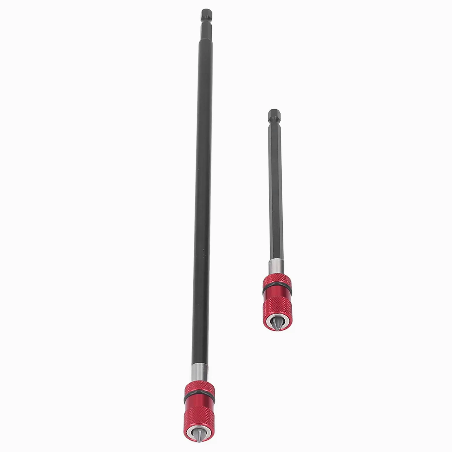 Extensión Magnética PH2 Conexión Estable Juego de Extensión de Brocas de Liberación Rápida para Taladros Eléctricos Destornilladores, Aleación de Aluminio 1/4 Hexagonal 2 Piezas 150 Mm 300