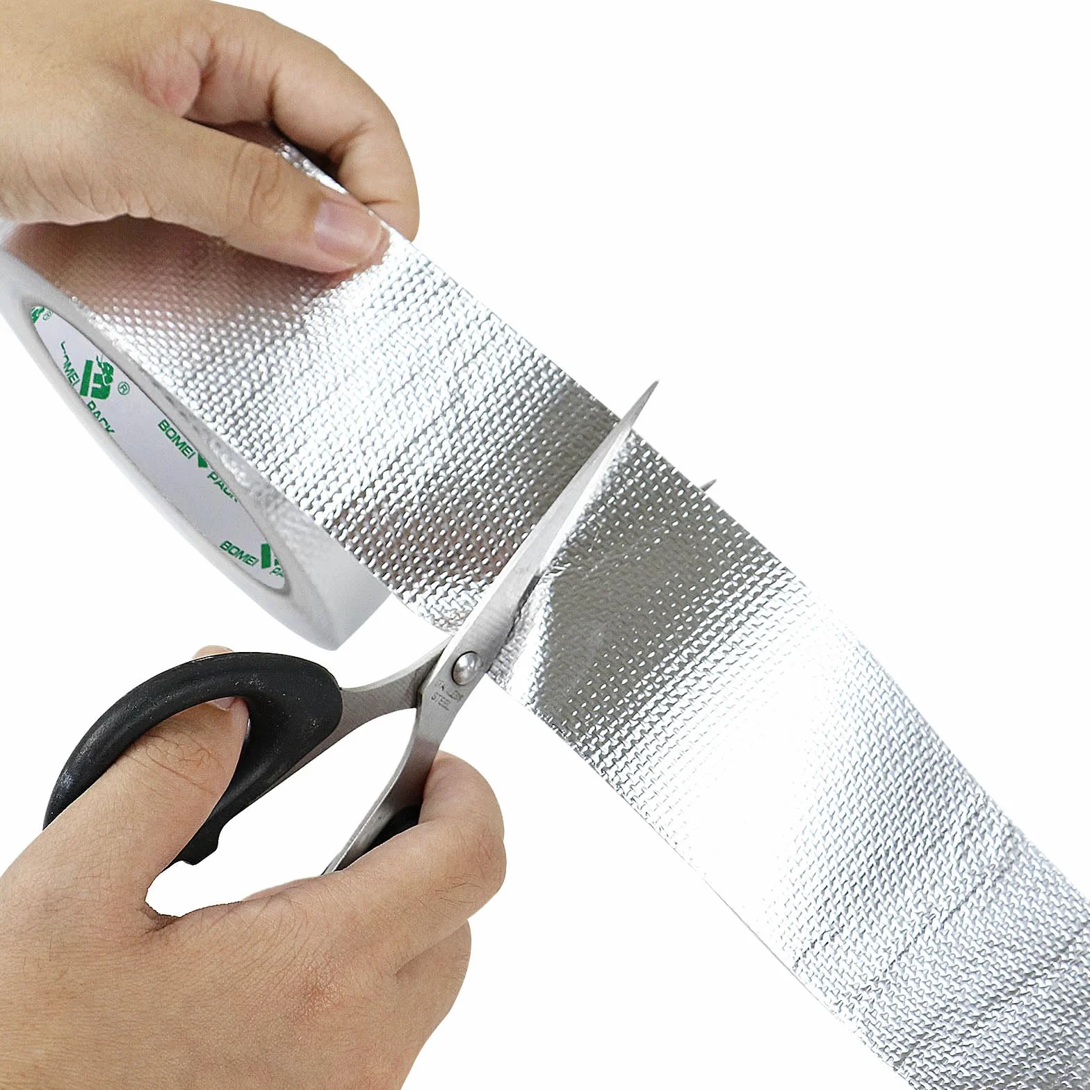 BOMEI PACK 50mmx20m Cinta adhesiva de aluminio reforzada aislante térmico - Rollo de aluminio adhesivo de alta temperatura de reparación - Cinta de Aluminio para Sellar Sistemas