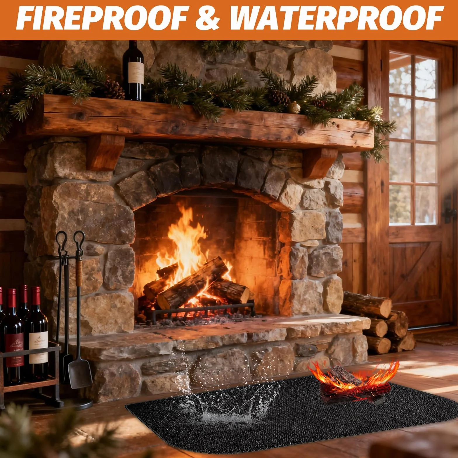 Alfombrilla Ignifuga, Alfombra Ignifuga para Chimenea 80x50cm, Alfombra Ignifuga Semiredonda, Alfombras Ignífugas Chimeneas, Protector Suelo Chimenea, Proteger el Suelo contra chispas