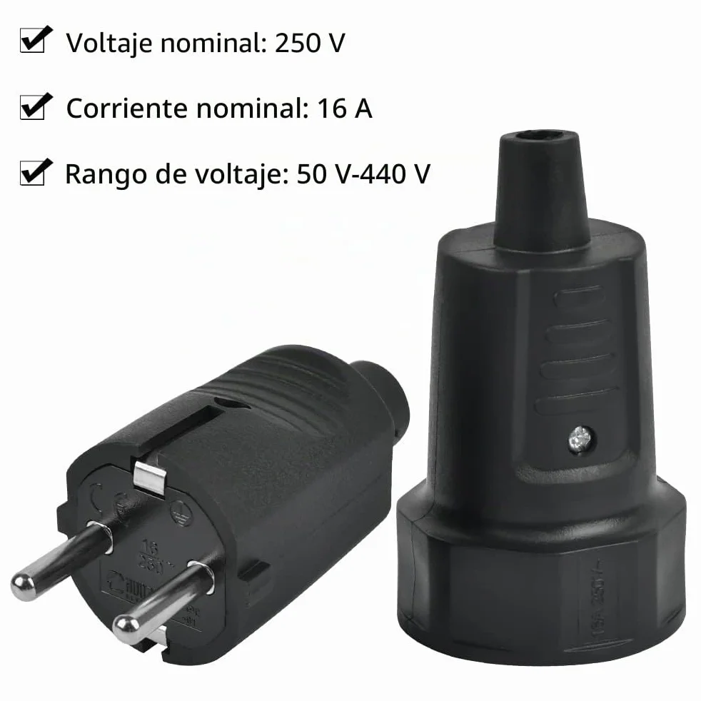 TIMESETL Enchufe Macho y Hembra IP44 16A/250V Exterior Impermeable para Cables 6-10MM