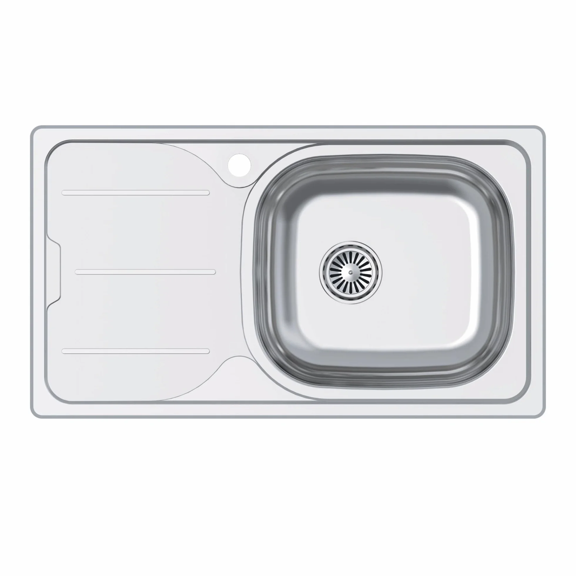 CATA Fregadero CDS-1 EI/A Cubeta Cuadrada Escurridor Instalación Mueble 45 CM Base Fonoabsorbente Acero Inoxidable Válvula Canasta Acabado Inox