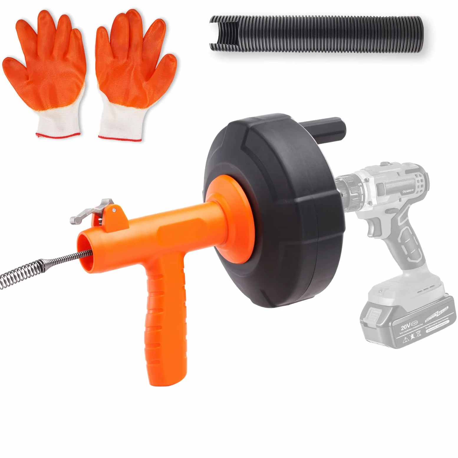 VEVOR Espiral de Limpieza de Tuberías 0,63x76,2 cm Cable de Acero de Resorte Limpiador de Drenaje de Alimentación Automática de Limpieza de Tuberías Limpiador de tuberías para Inodoros, Cocina, Baño