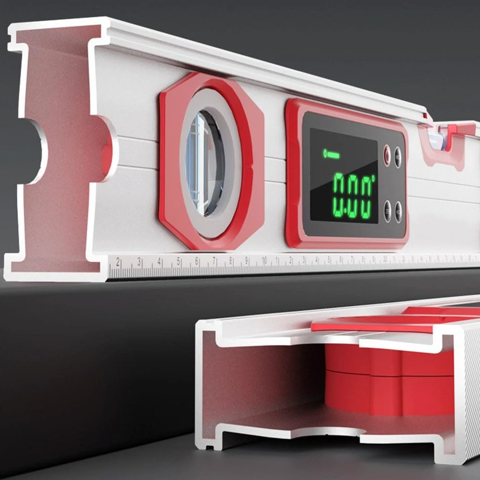 Nivel digital electrónico, regla de nivel de aleación de aluminio de 200 mm a 600 mm con buscador magnético de pendiente y medidor de ángulo impermeable para uso de nivelación digital de tres pulgadas