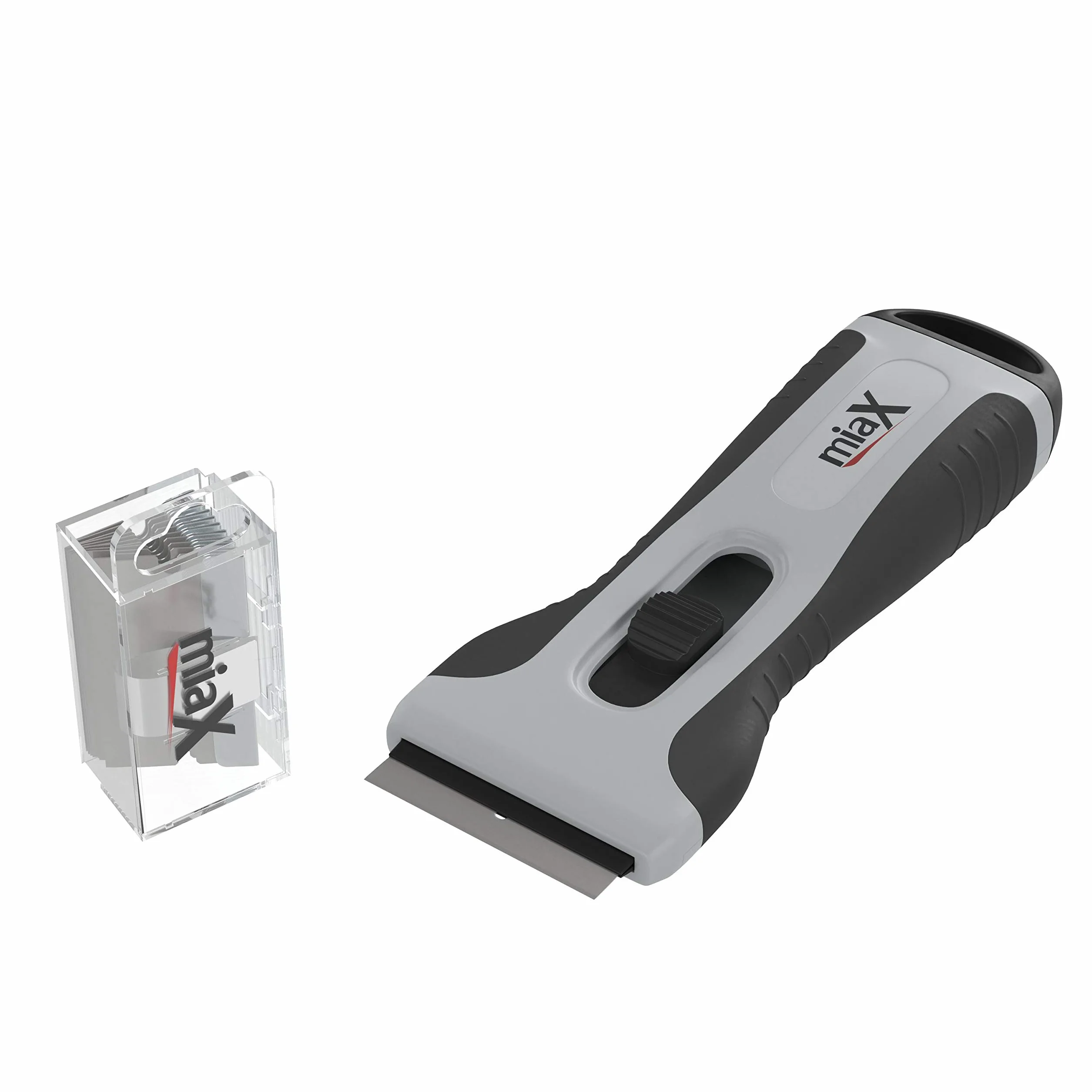 miaX 10 Cuchillas de Repuesto de Acero para Rasqueta Vitrocerámica | 10 cuchillas de acero, caja dispensadora, para rasqueta de vidrio, vitrocerámica, recambios