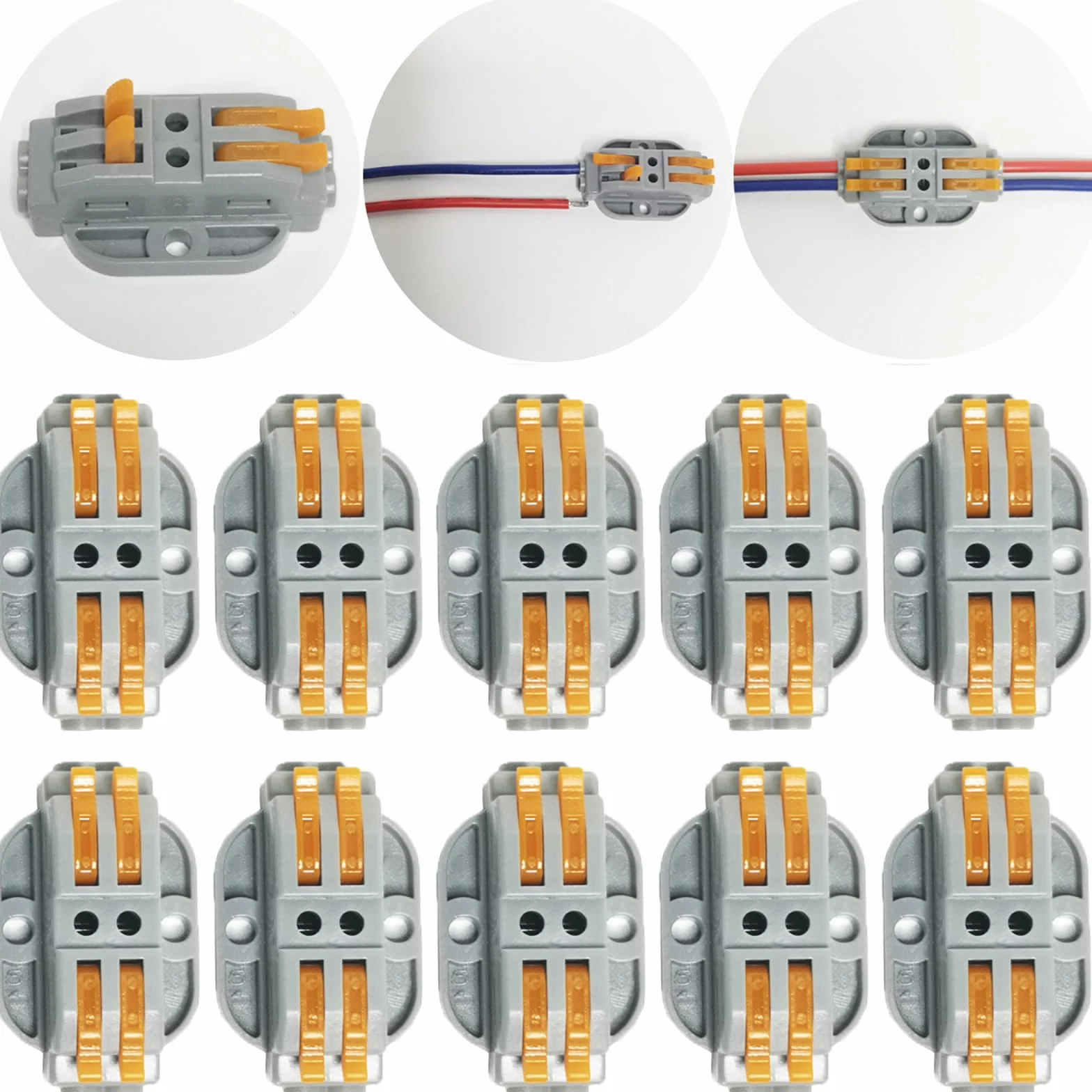 CTRICALVER 10 pcs SPL-2 Conectores eléctricos rapidos,Terminales Eléctricos, Abrazaderas con palanca conexión eléctrica bloque, Conectores de cables con tornillos de fijación