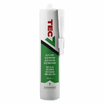 Tec7 - Pegamento, montaje y sellado | Negro | 310 ml | Fácil de trabajar y para muchos materiales