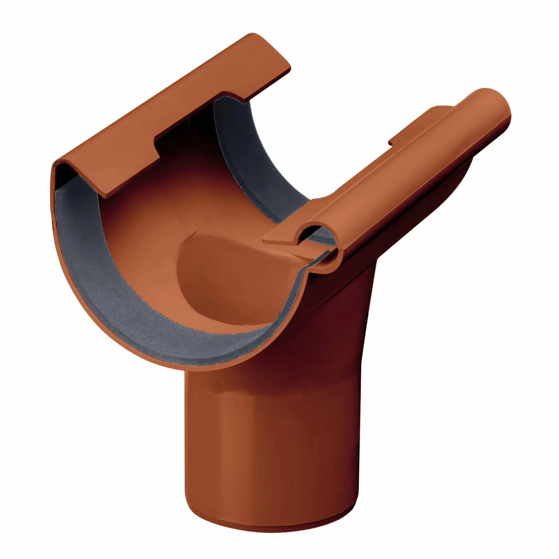 INEFA Conexión de desagüe semicircular, PVC 150/100mm marrón Conexión de enganche accesorios de canalón, fácilmontaje por enchufe,made in Germany