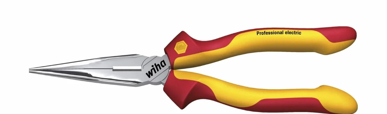 Wiha Alicates de boca semi-redonda Professional electric con filo de corte, con forma recta 160 mm, 6 1/2" (26720)