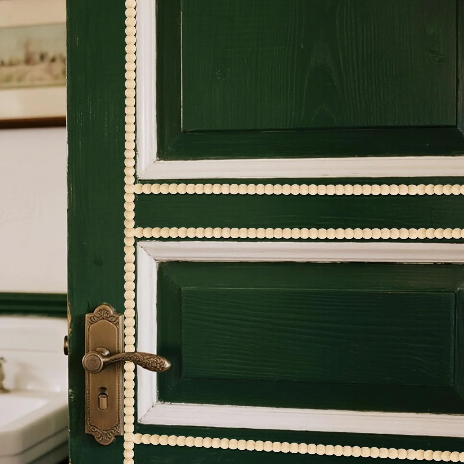 14uds Molduras Decorativas de Madera con Cuentas, Preciosas 40cm Largo Molduras de Madera para Muebles para Casa Pared Puerta Ventana Armario Estante Bricolaje Decoración