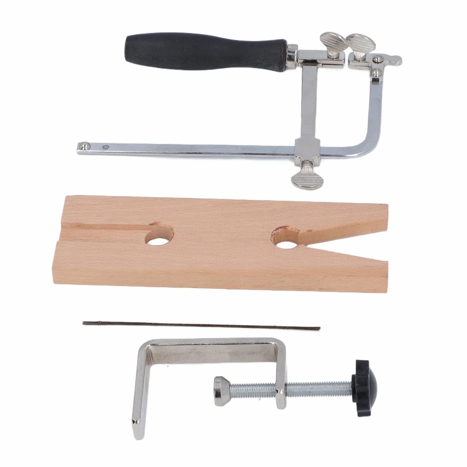 Kit de Sierra para Joyería Pinza de Presión V y Pinza C Ajustable Marco de Sierra Ajustable con 12Hojas de Repuesto Herramienta de Corte para Metal Madera Cera para Fabricación de Joyas Manualidades