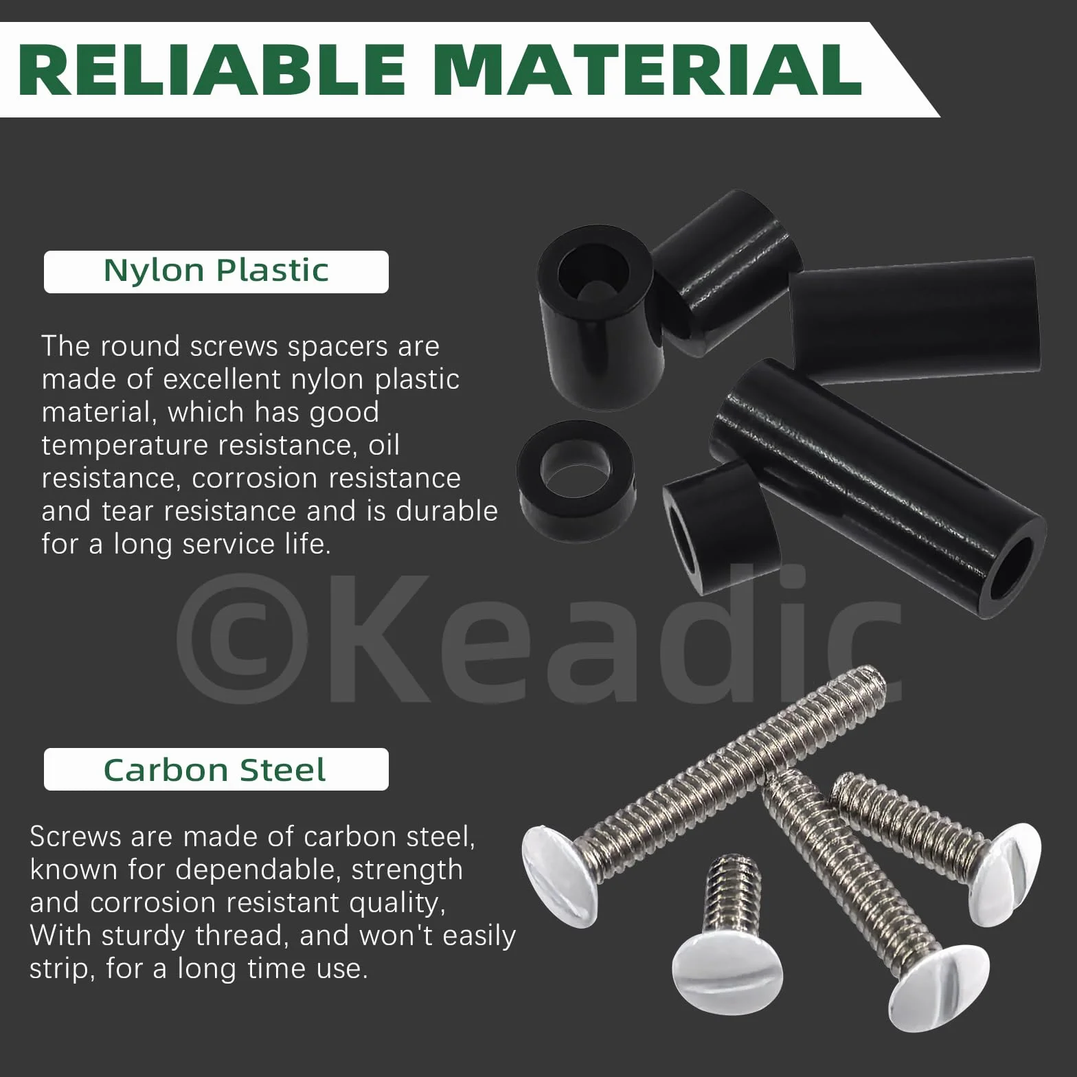 Keadic 245 unidades de tornillos de enchufe eléctrico, espaciadores, surtido, negro, nailon, espaciador, 6-32, tornillos de pared largos, para interruptor, separadores