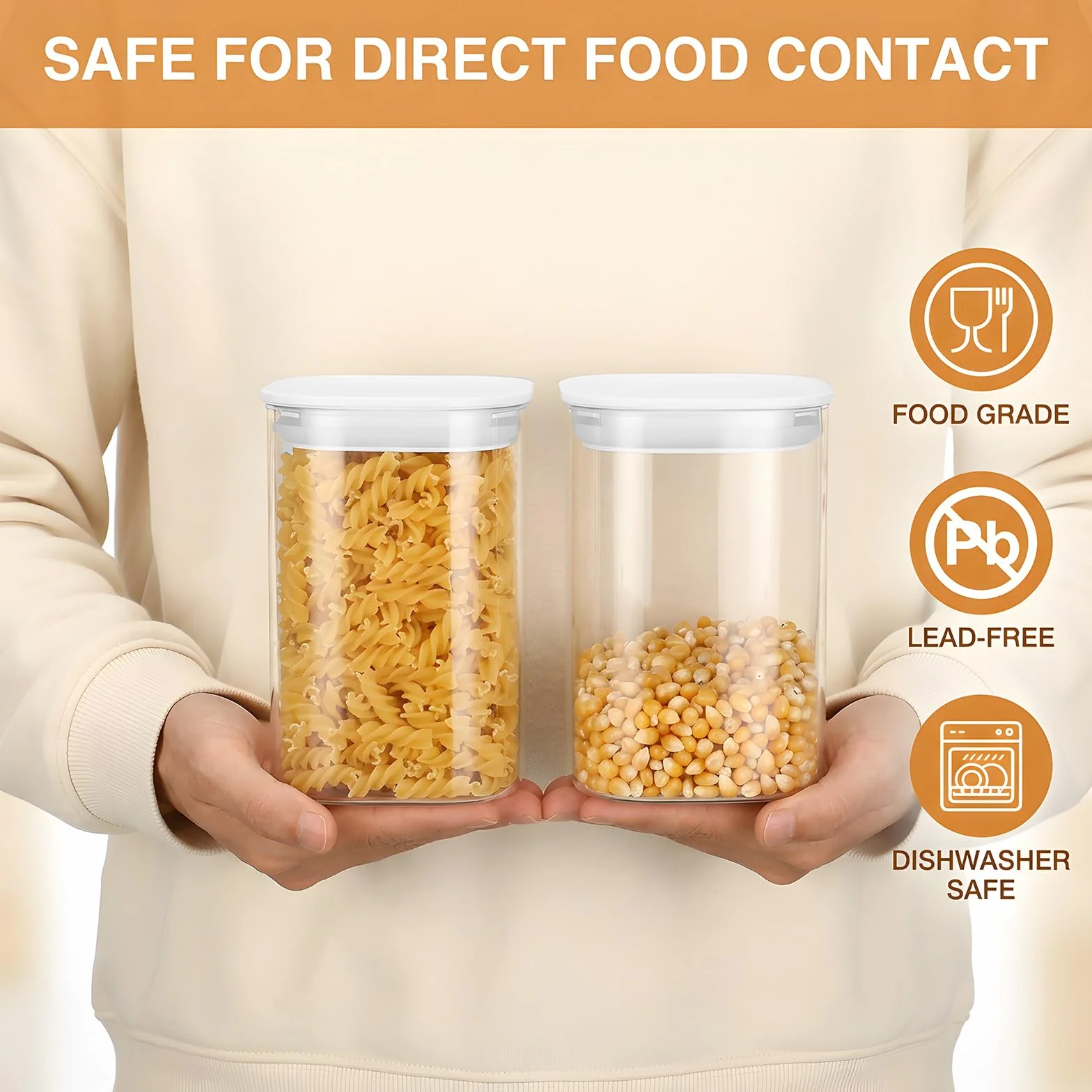 Cozary Tarros de Cristal con Tapa Hermética 4 pcs 1100ML, Botes de Cristal sin BPA, Frascos de Vidrio Aptos Lavavajillas, Botes Cocina Almacenaje para Pasta, Café, Arroz