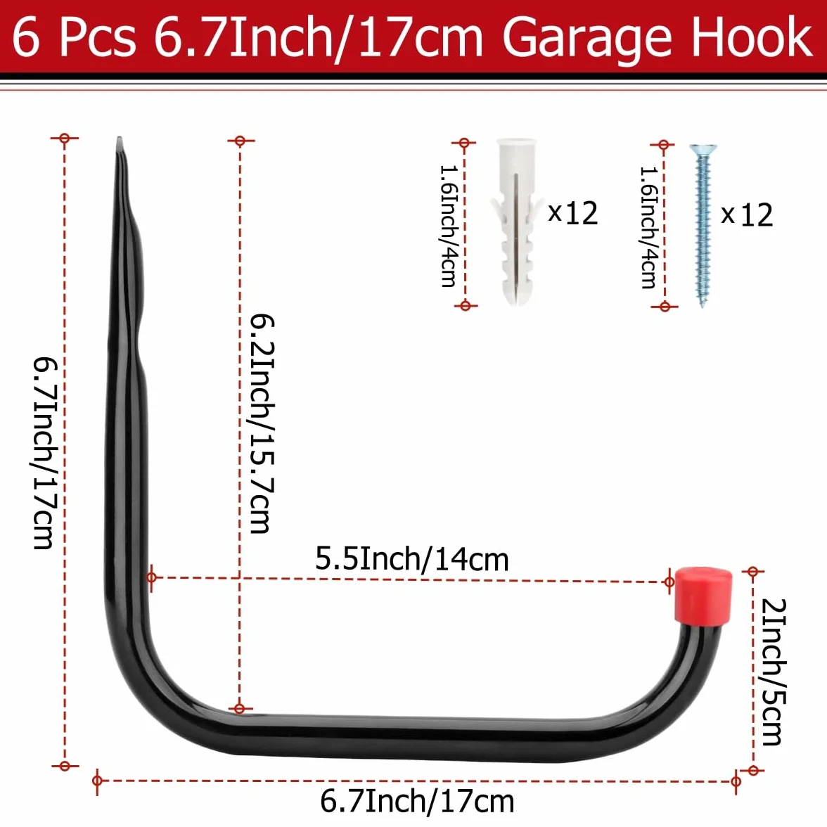 Ganchos de almacenamiento de acero 17 cm para garaje