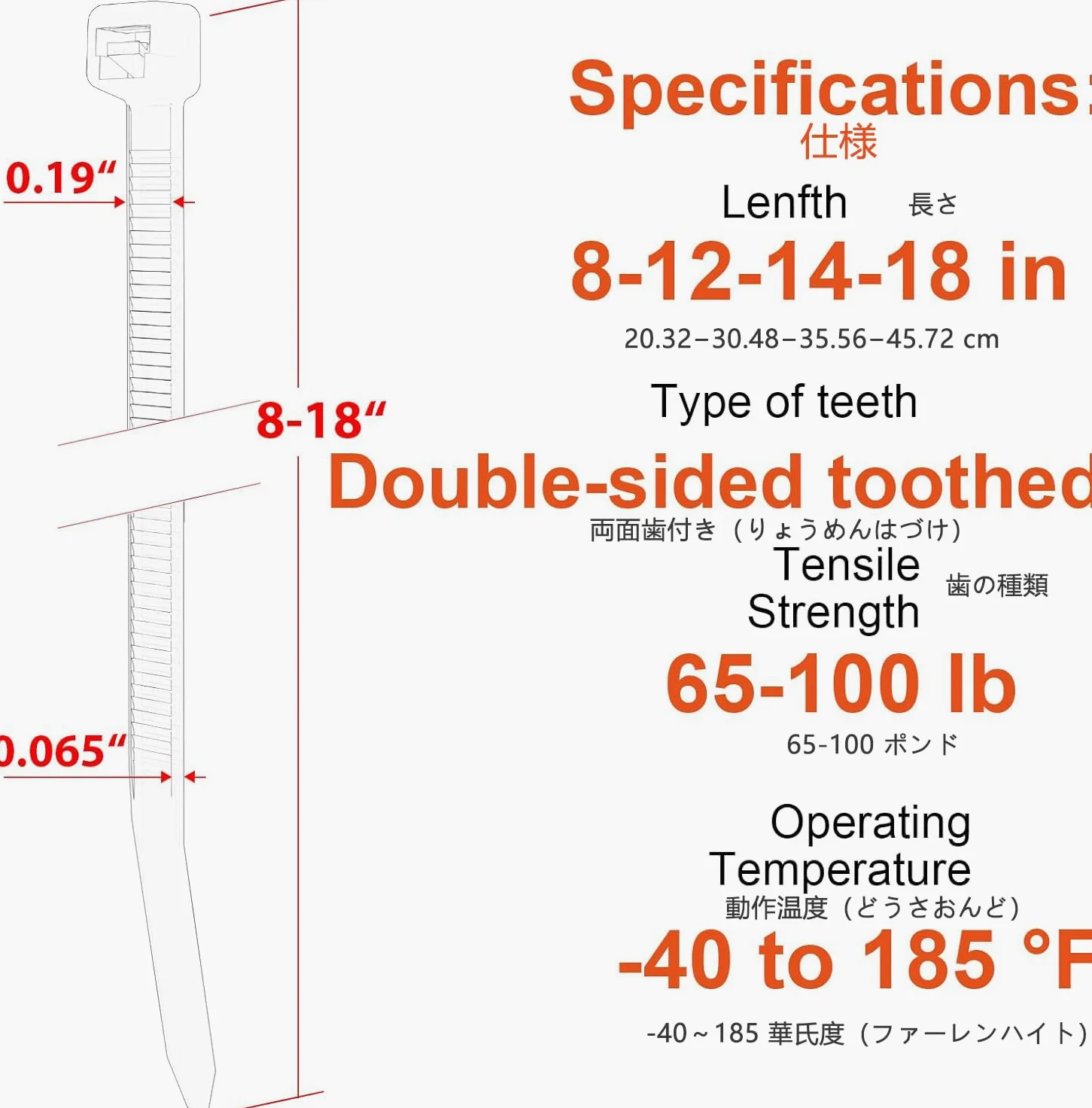bridas plásticas Cierre de zip de 200+300+350+450mm, dentado doble, Atadura de cables Heavy Duty de 45kg con correas de nylon ajustables autobloquantes y para interior/exterior (400 piezas)