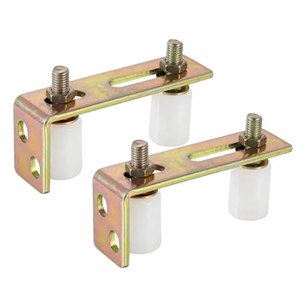 2 Rodillos Guía para Puerta de Patio, con Soporte de Pilar en L, Rodillos de Nailon Dobles Ajustables