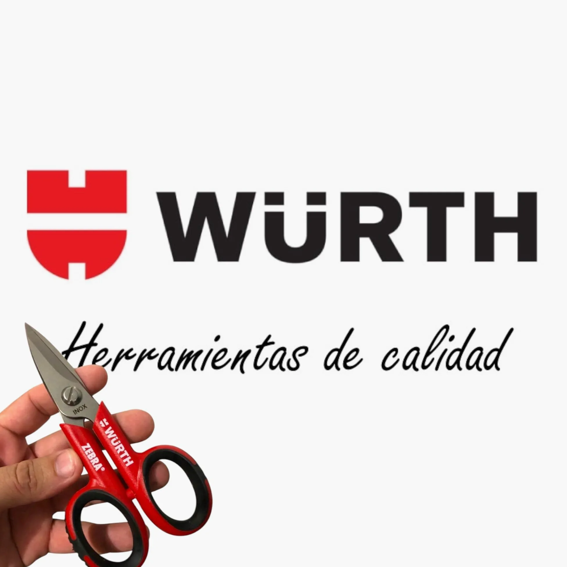WURTH Tijeras de trabajo profesionales, tijeras electricista de acero inoxidable, corte preciso mango de fibra de vidrio, alta dureza y resistencia L 140 mm
