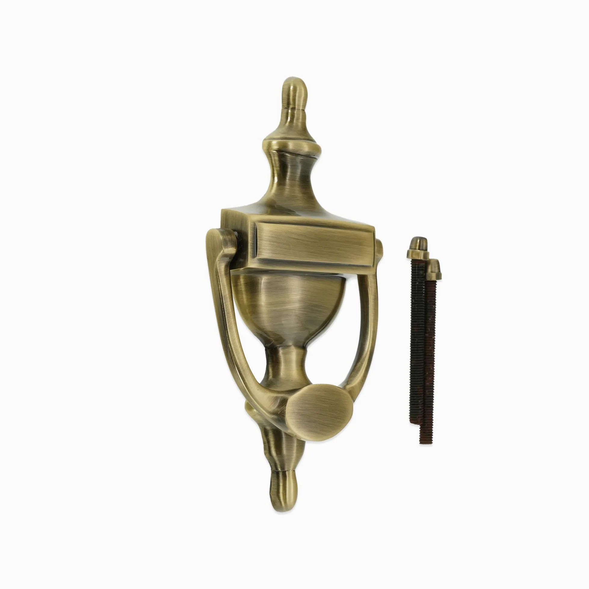 Infinity Decor Aldaba de puerta estilo victoriano de latón macizo de 6 pulgadas en acabado de latón antiguo, aldaba de mano de alta calidad para muebles de puerta delantera de entrada