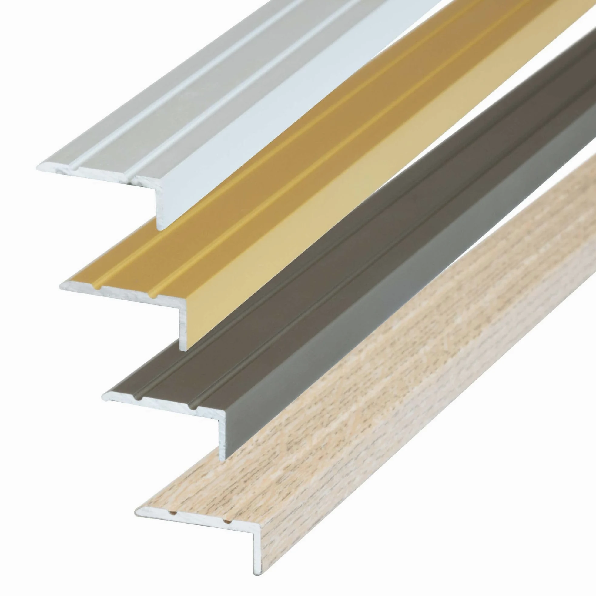 Perfil autoadhesivo para cantonera de escalera de 135 cm x 25 mm x 10 mm de aluminio, perfil de suelo para ángulo de escalera champán