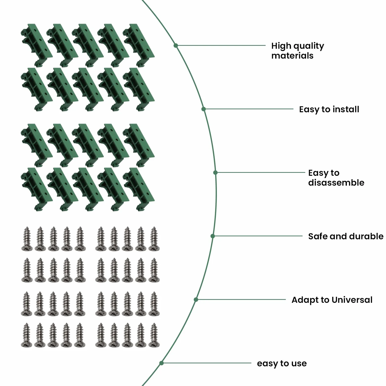 20 Piezas PCB DIN Soporte de Montaje, Verde PCB DIN C45 Adaptador Juego de Adaptadores con 40 Tornillos, Carril DIN Adaptador para Carril de Montaje DIN 45 35 mm PCB Soporte de Montaje