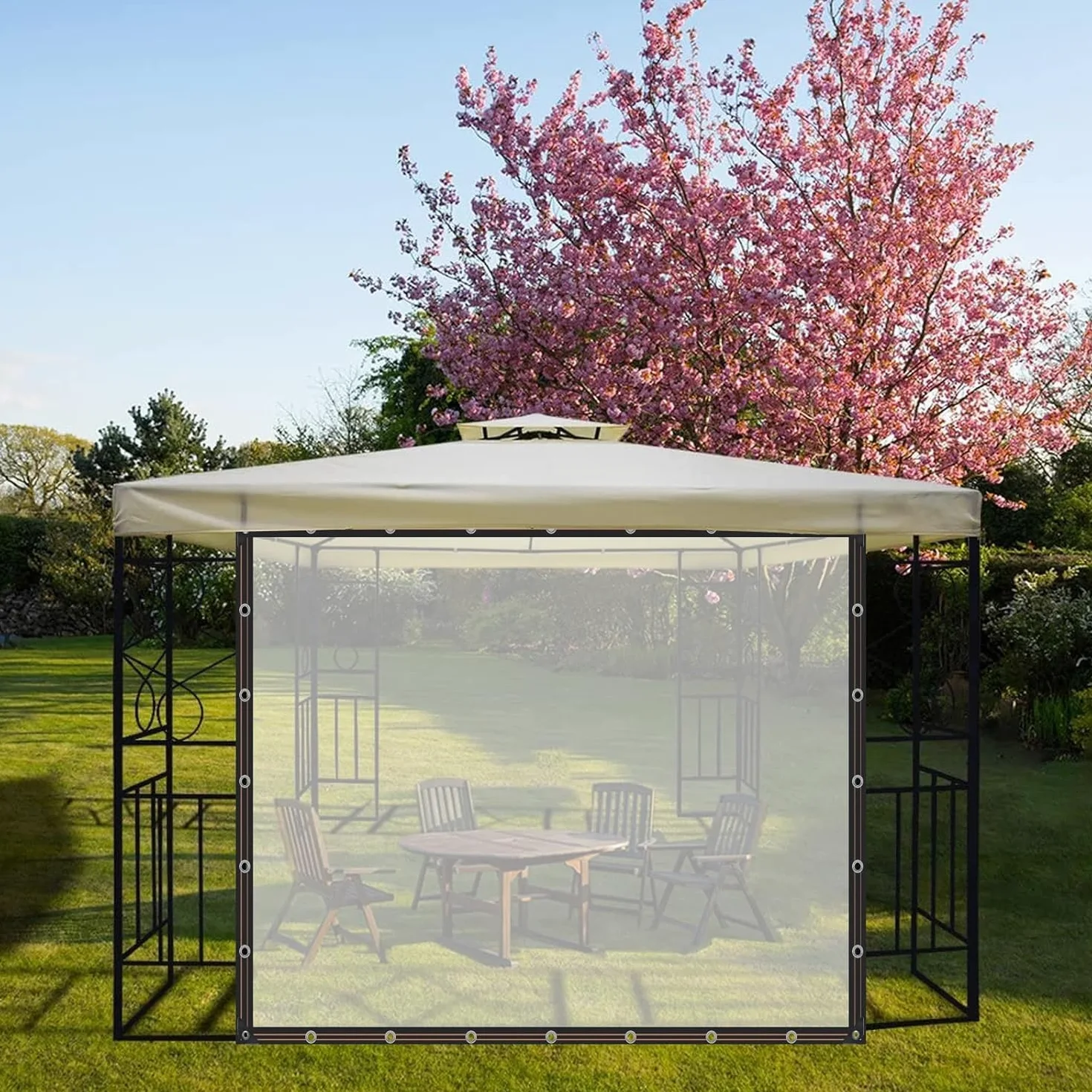 3x6M Lona Impermeable Transparente con Ojales Plasticos | Lona Transparente Exterior para Exteriores, Impermeable, Aislamiento de Plantas, Resistente al Polvo