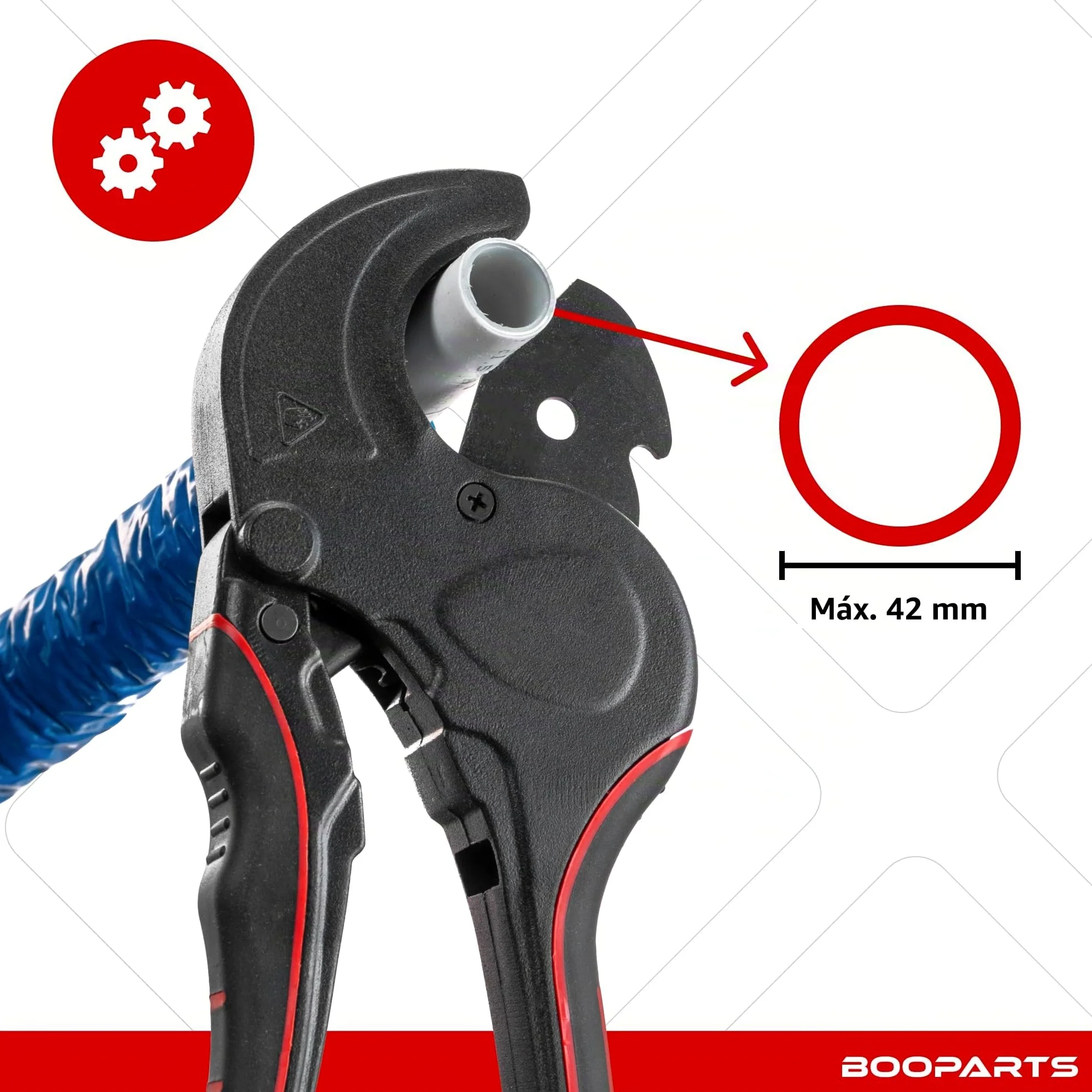 Cortatubos Multicapa Ø42 mm con Trinquete | Pinza Cortadora para Tubos PEX, PER, PERT y PEX-AL-PEX | No apto para PVC rígido