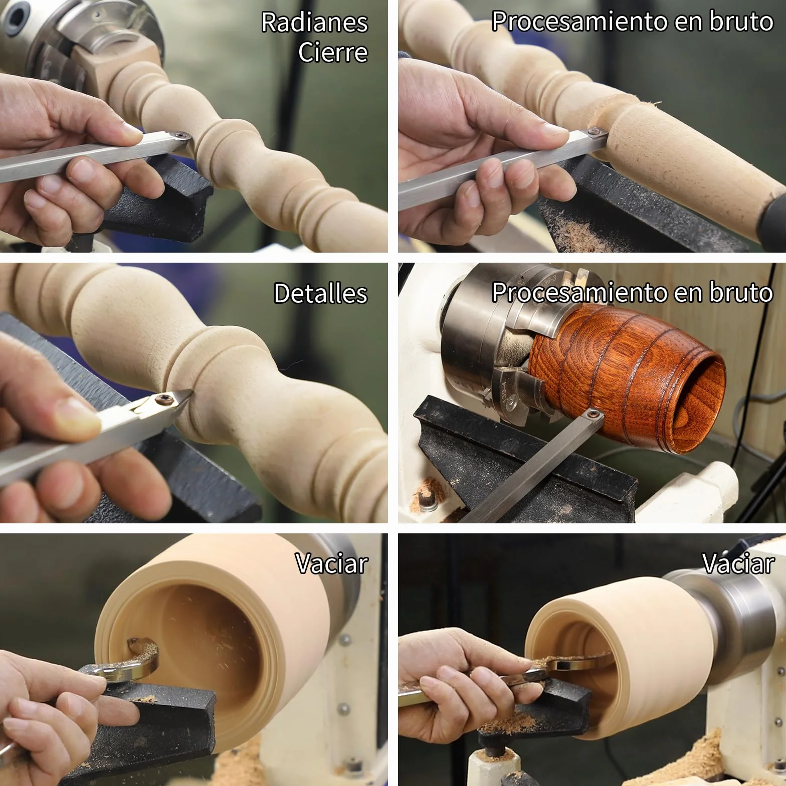 Juego de Herramientas de Torneado de Madera de Carburo, 6 Piezas Formones para Torno