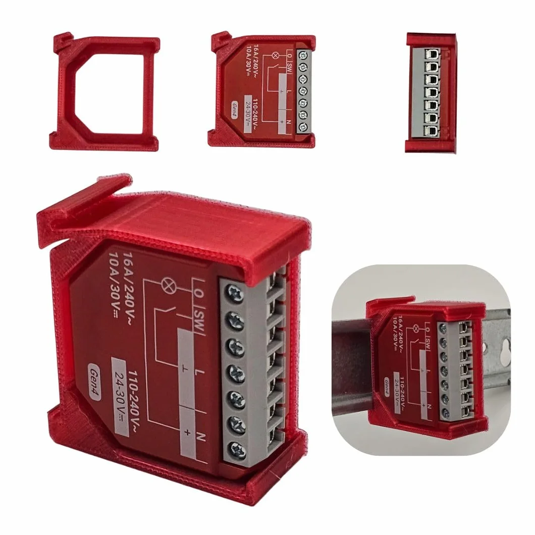 Soporte para riel para Shelly 1PM GEN4 Din Rail Adapter (rojo)