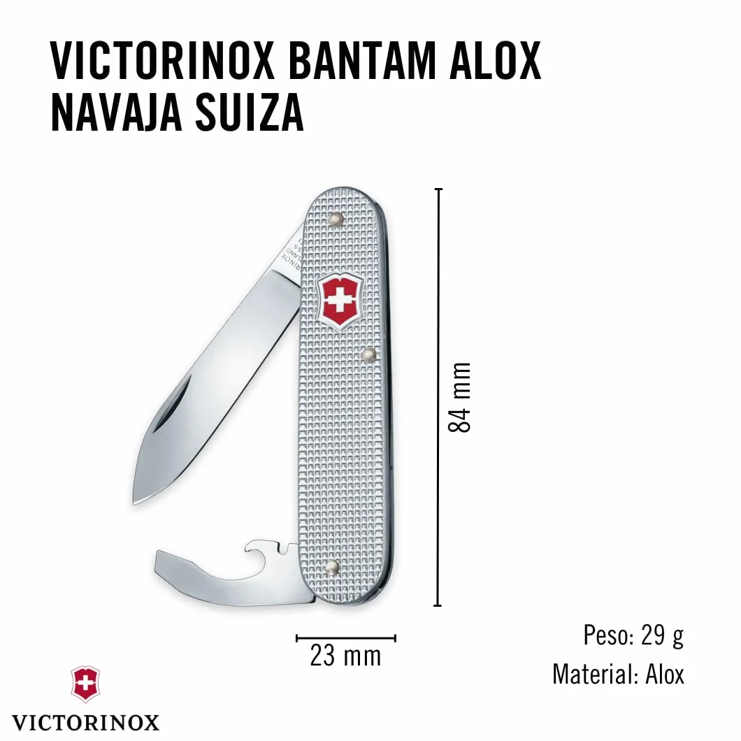 Victorinox V02300.26 Navaja Medio Taschenwerkzeug Alox Bantam, Alox Silber, Gris, M