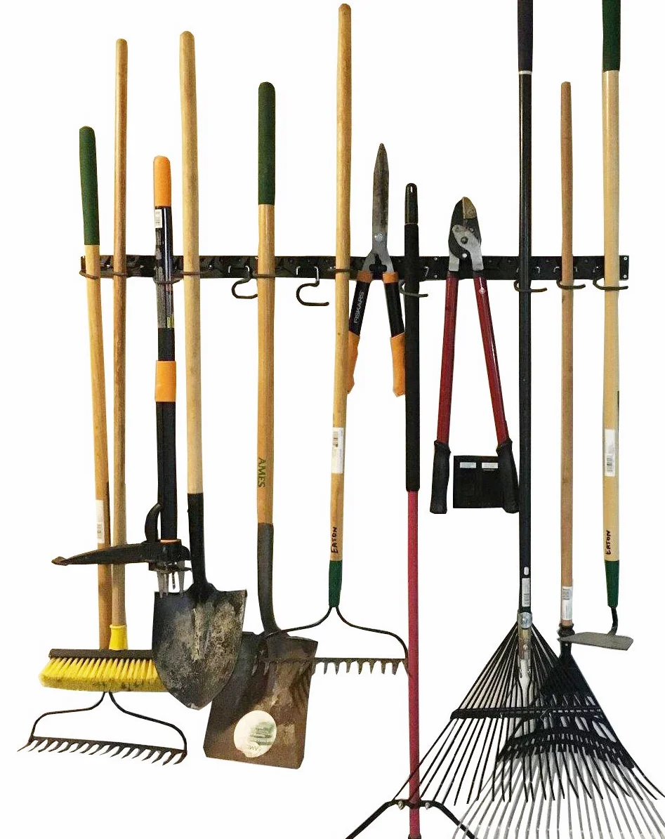 Sistema de almacenamiento ajustable de 48 pulgadas, soportes de pared para herramientas, Soportes de Mop jardín escoba rastrillo